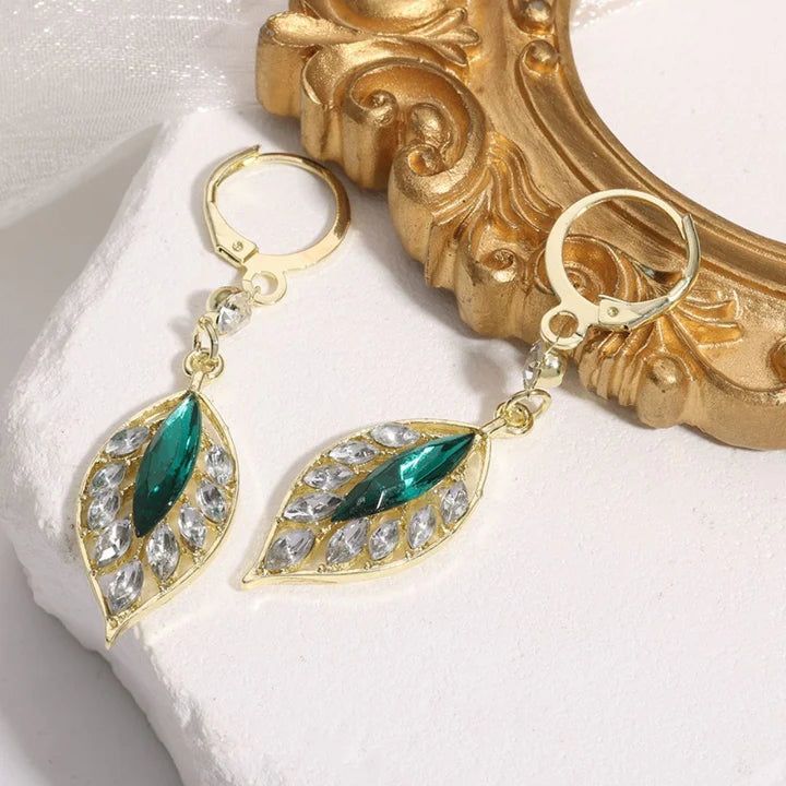 Aretes Hoja de Zirconia chapados - Shakti®