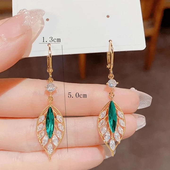 Aretes Hoja de Zirconia chapados - Shakti®