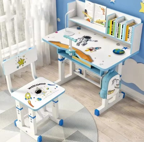 ¡El set de estudio que tus hijos van a amar! Silla + mesa con repisa y gaveta, en rosado o celeste 💗🩵
