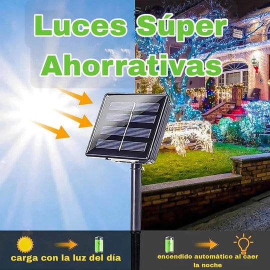 Luces Navideñas de 12 metros con Panel Solar