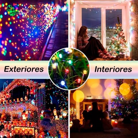 Luces Navideñas de 12 metros con Panel Solar