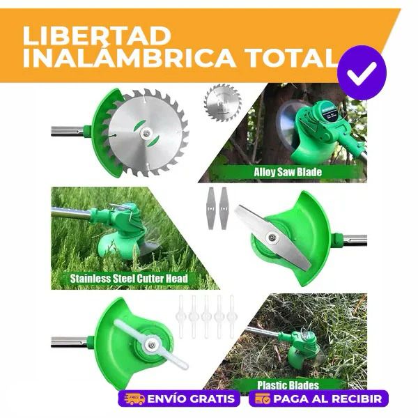 CORTADORA DE CÉSPED INALÁMBRICA CON RUEDAS