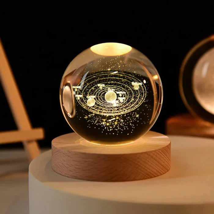 GalacticSphere® - Bola de Cristal 3D con Iluminación y Base de Madera