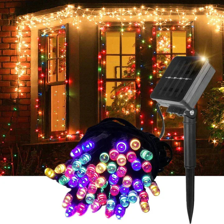 Luces Navideñas de 12 metros con Panel Solar