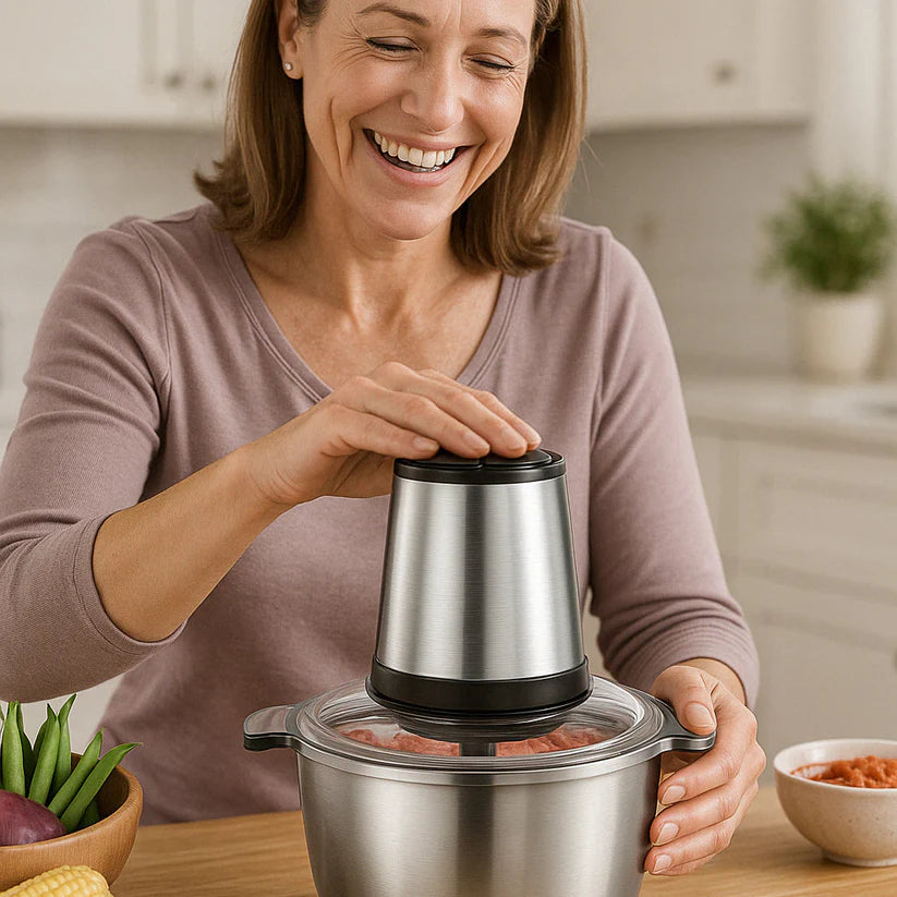 ¡Despídete del esfuerzo en la cocina! Molino Picador Eléctrico 2L de Acero Inoxidable