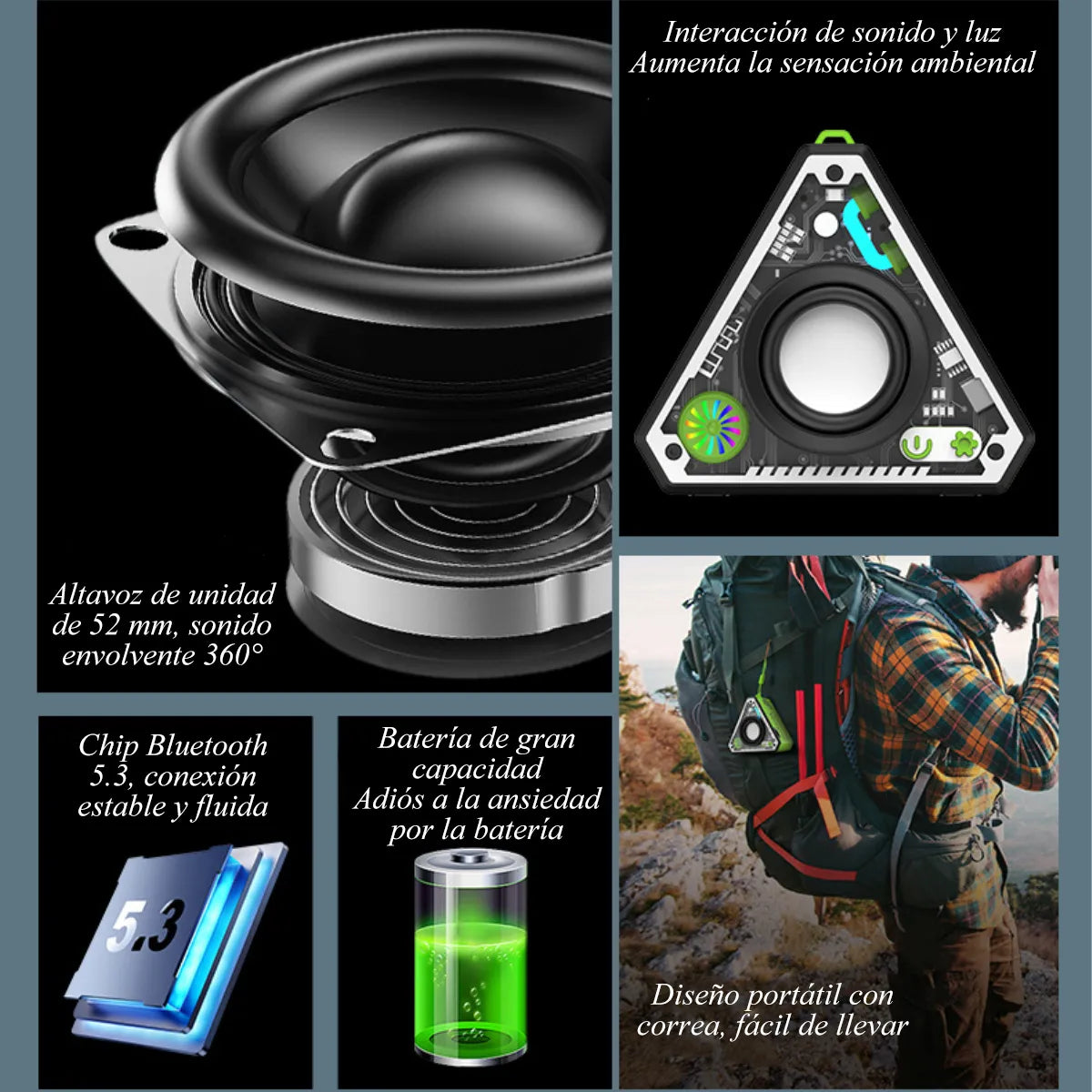 Bocina Bluetooth Transparente con Luces RGB