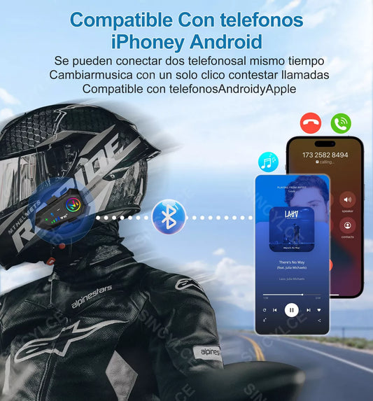 Intercomunicador - Auriculares Casco Bluetooth
