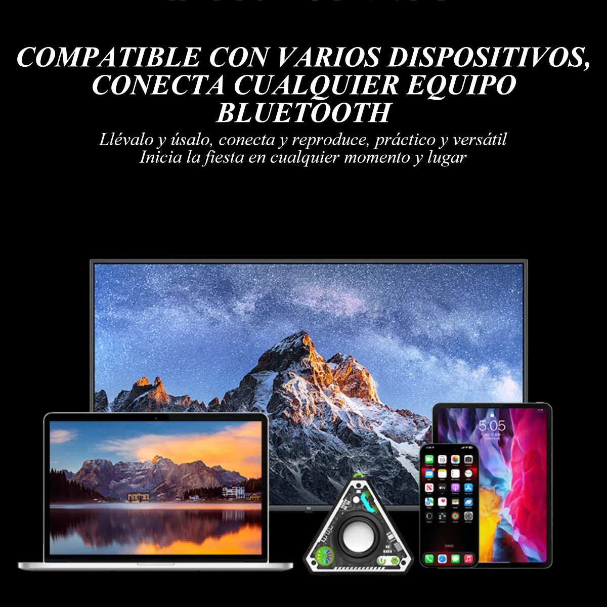 Bocina Bluetooth Transparente con Luces RGB