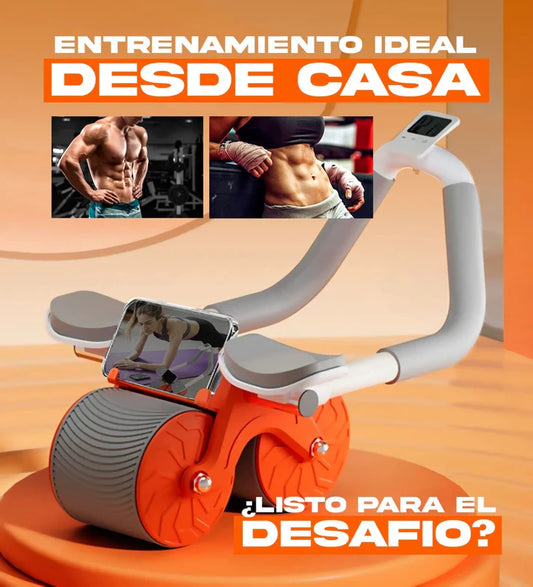 Rueda Abdominal Completa – Monitor Digital, Rebote Automático y Soporte Celular