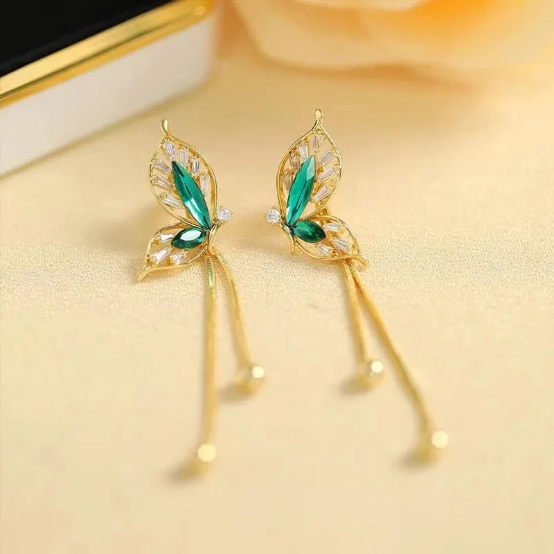 Aretes de mariposa verde chapados - Shakti®