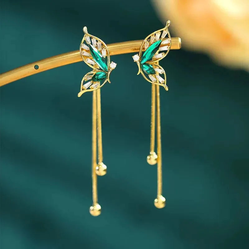 Aretes de mariposa verde chapados - Shakti®