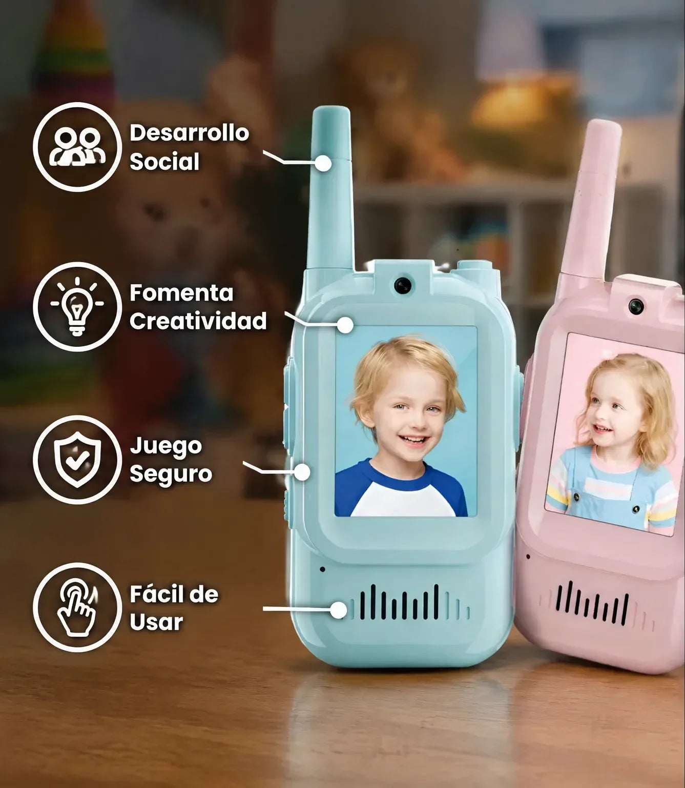 Walkie Talkies de Video con Cámara para Niños Pack 2 | KidTalk