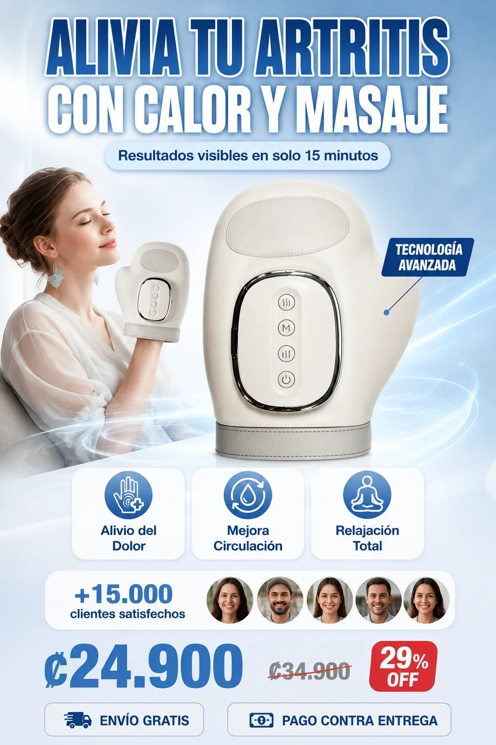 masajeador de manos eléctrico con calor y compresión